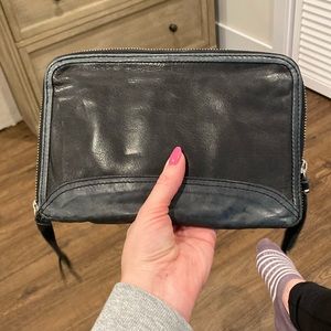 Free People black leather clutch